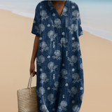 Chelsea™ | Floral Dress in Indigo Blue