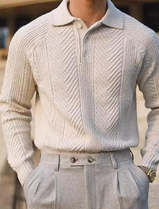 Men's Verona Knit Polo Sweater - Ivory Sand