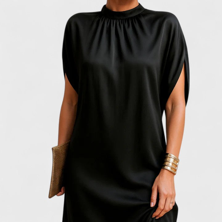 Aven | Women's Mock Neck Batwing Sleeve Dress Split Sleeve