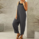 Harper | Women's Wide Leg Linen Jumpsuit Sleeveless Overalls