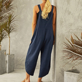 Harper | Women's Wide Leg Linen Jumpsuit Sleeveless Overalls