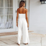 Luna | Women's Strapless Wide Leg Jumpsuit Tie Waist