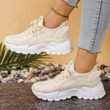 Aura | Women's Knit Mesh Lace-Up Chunky Sole Trainers