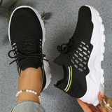 Aura | Women's Knit Mesh Lace-Up Chunky Sole Trainers
