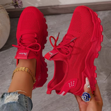 Aura | Women's Knit Mesh Lace-Up Chunky Sole Trainers
