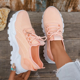 Aura | Women's Knit Mesh Lace-Up Chunky Sole Trainers