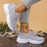 Aura | Women's Knit Mesh Lace-Up Chunky Sole Trainers