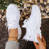 Aura | Women's Knit Mesh Lace-Up Chunky Sole Trainers