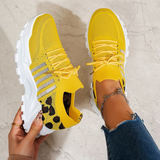 Aura | Women's Knit Mesh Lace-Up Chunky Sole Trainers