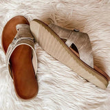 Cleo | Women's Flat Toe Loop Sandals Cushioned Footbed Summer Slides