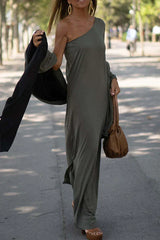 Vera | Women's One Shoulder Maxi Dress with Long Sleeve