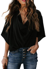 Remy | Women's Cowl Neck Batwing Sleeve Wrap Blouse