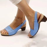 Vera | Women's Peep Toe Slingback Block Heel Sandals Buckle