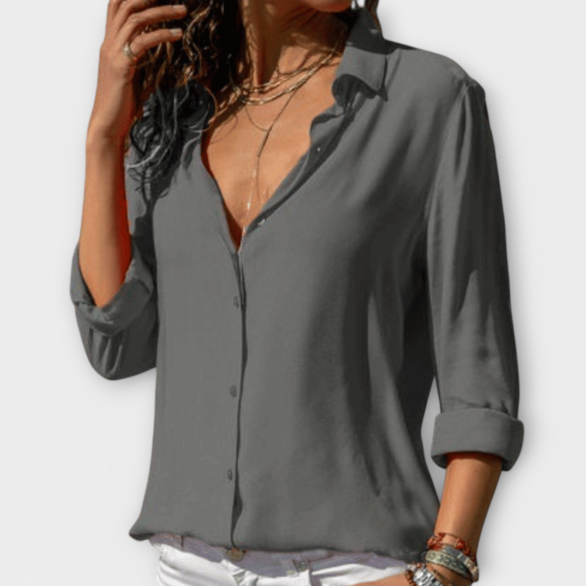 Adela | Women's Collared Long Sleeve Button Down Blouse