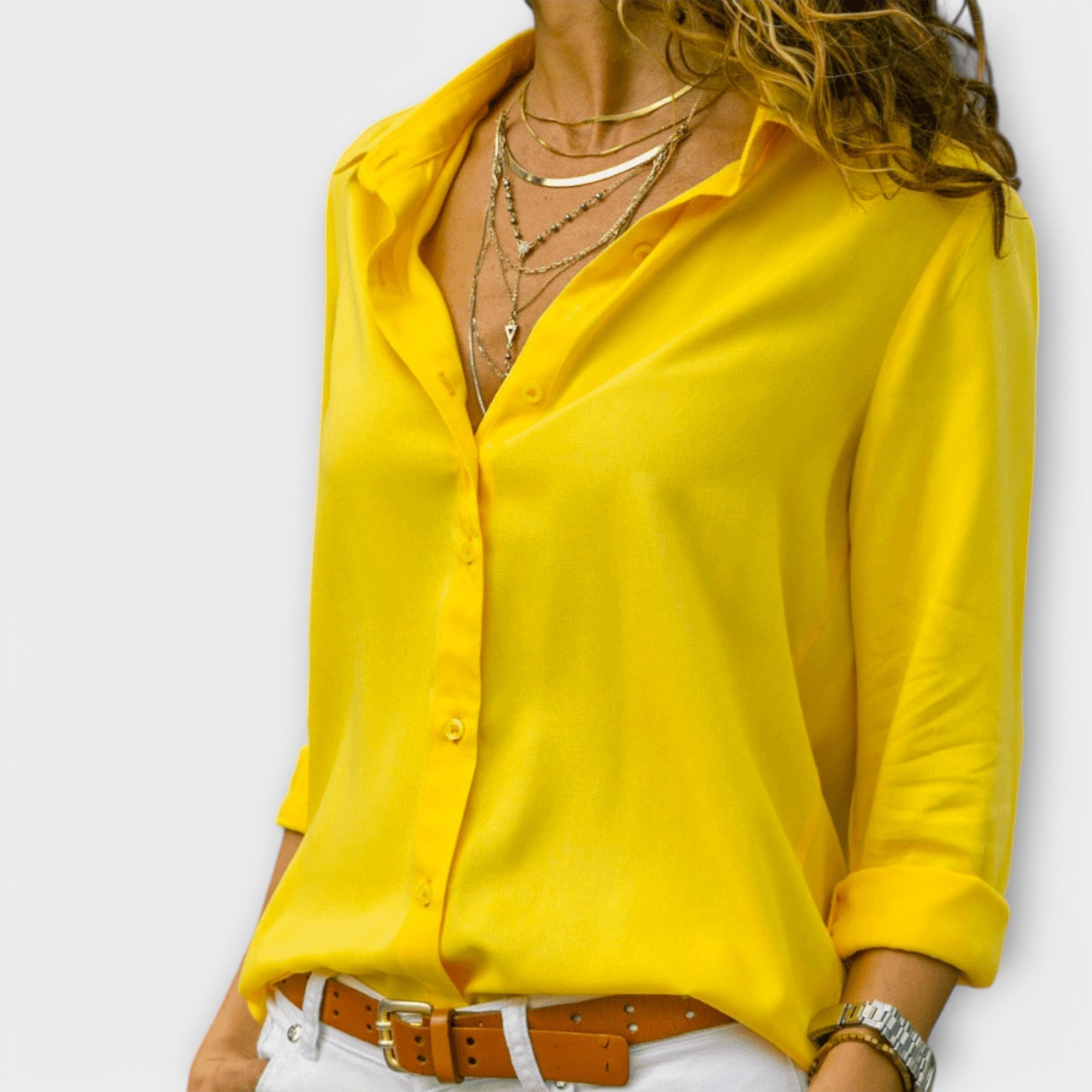 Adela | Women's Collared Long Sleeve Button Down Blouse