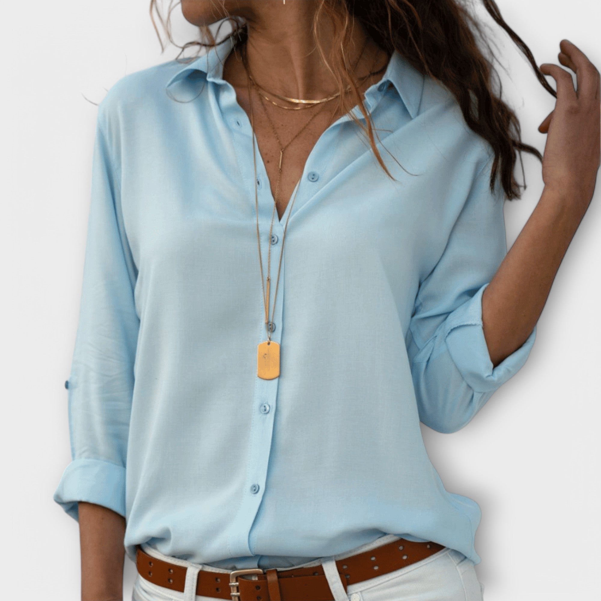Adela | Women's Collared Long Sleeve Button Down Blouse