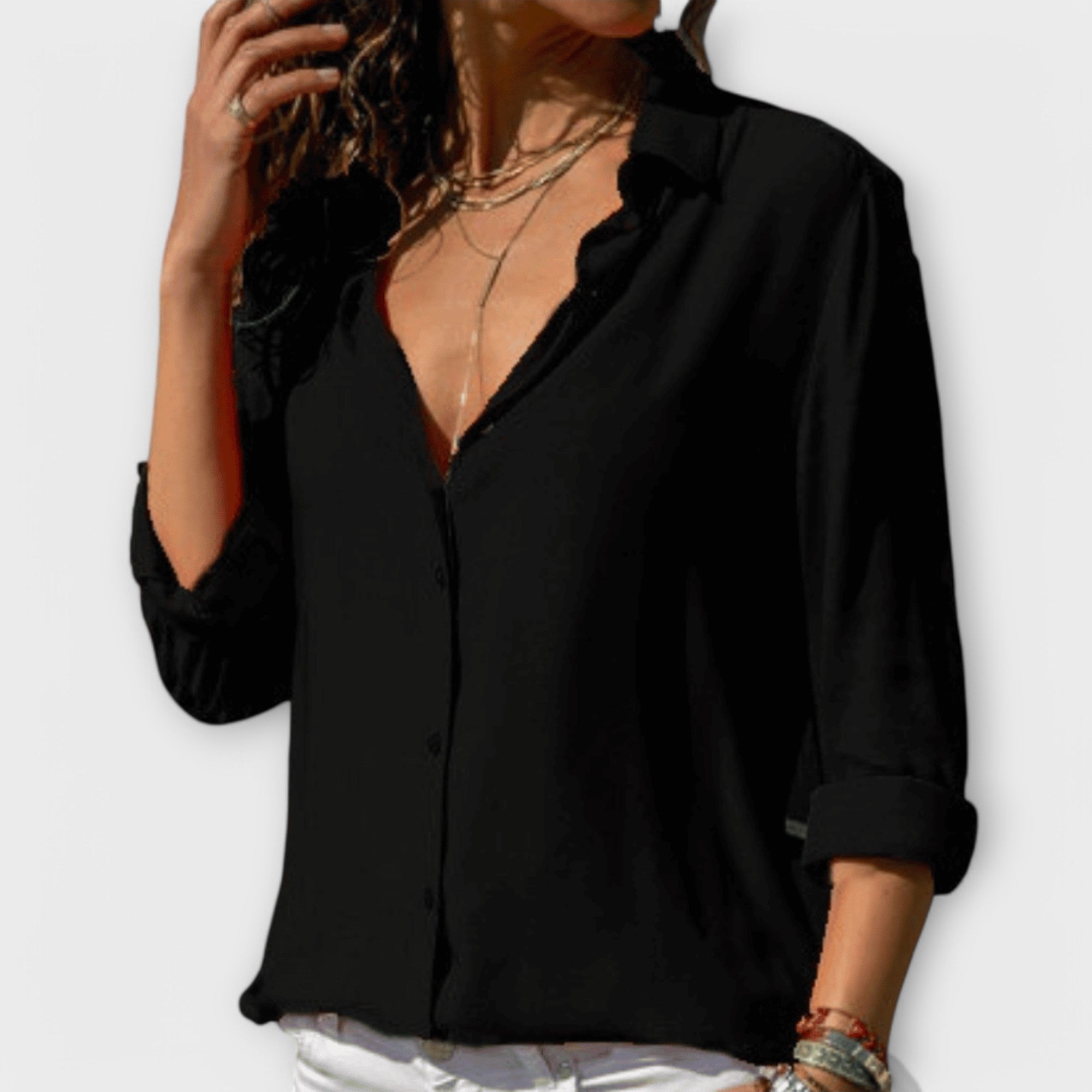 Adela | Women's Collared Long Sleeve Button Down Blouse