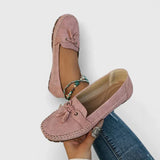 Daisy | Women's Suede Bow Loafers Tassel Detail Slip-On Flat