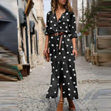 Dot | Women's Polka Dot Wide-Leg Jumpsuit with Belt & V-Neck