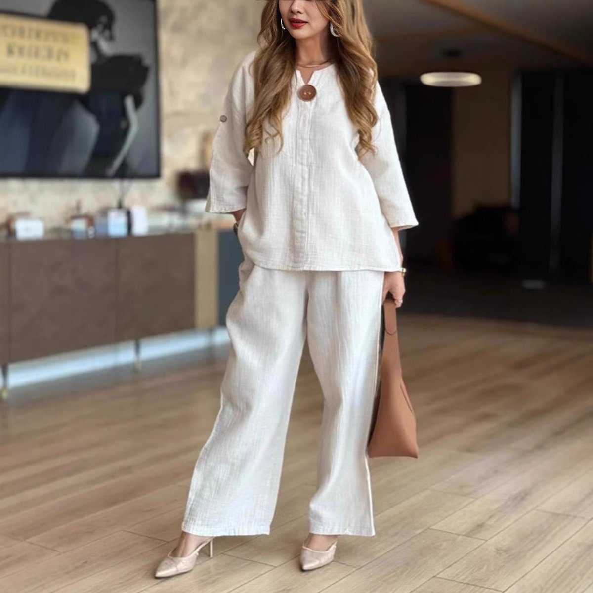Aldora | Women's Tunic & Wide Leg Palazzo Pants Set