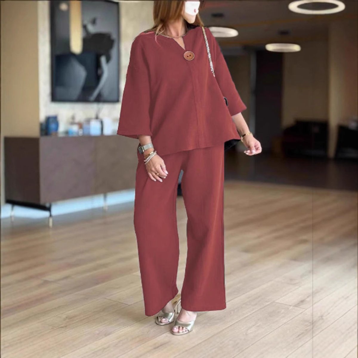 Aldora | Women's Tunic & Wide Leg Palazzo Pants Set