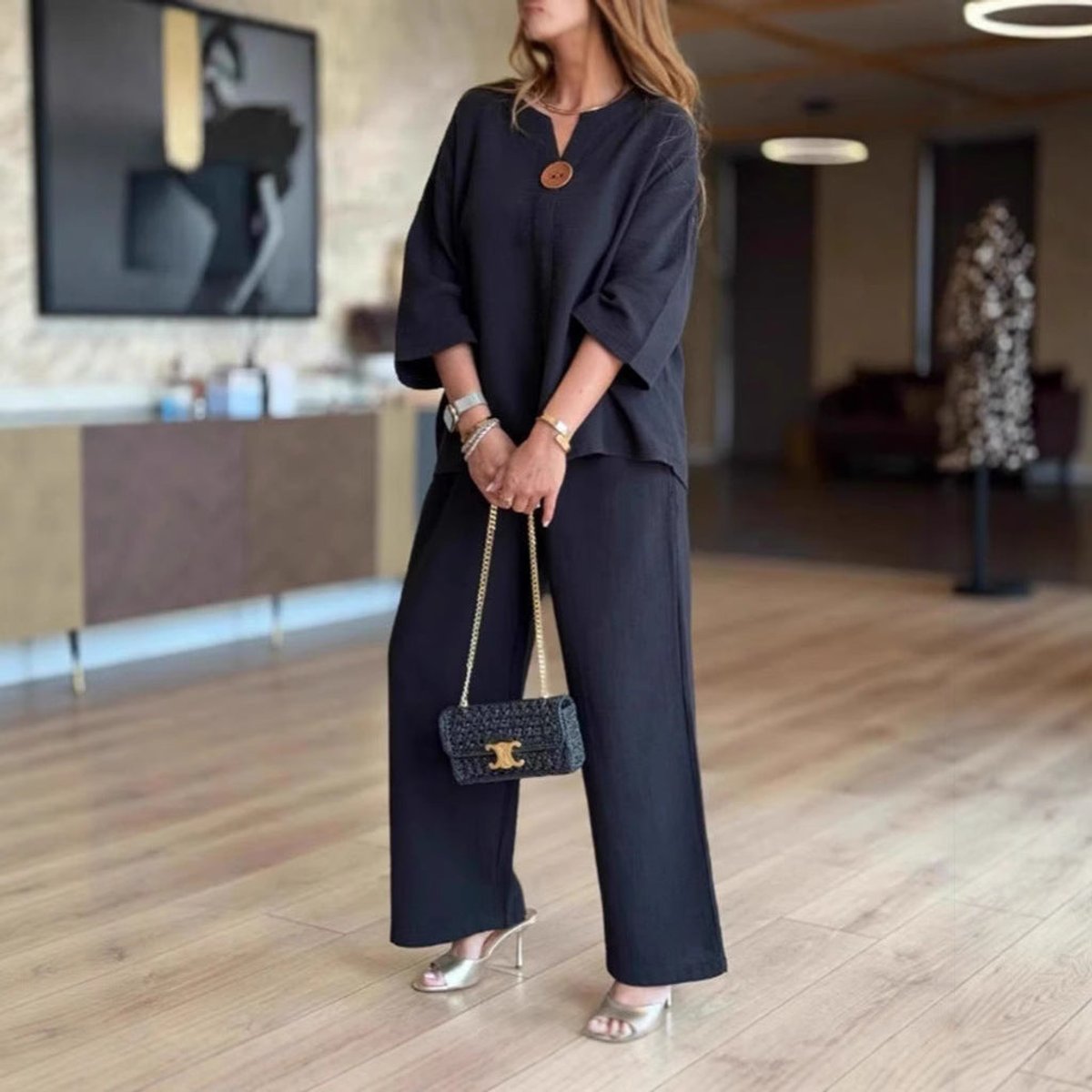 Aldora | Women's Tunic & Wide Leg Palazzo Pants Set