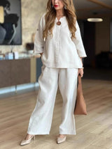 Aldora | Women's Tunic & Wide Leg Palazzo Pants Set