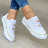 Harlow | Women's Lace-Up Flatform Sneakers Gold Chain Detail
