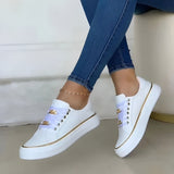 Harlow | Women's Lace-Up Flatform Sneakers Gold Chain Detail