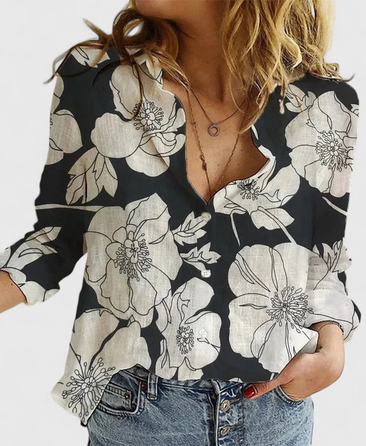 Anneliese | Women's Floral Print V-Neck Blouse
