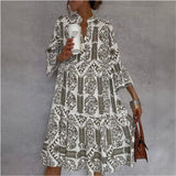 Annerose | Women's Printed Collared 3/4 Sleeve Mini Dress