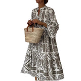 Annerose | Women's Printed Collared 3/4 Sleeve Mini Dress