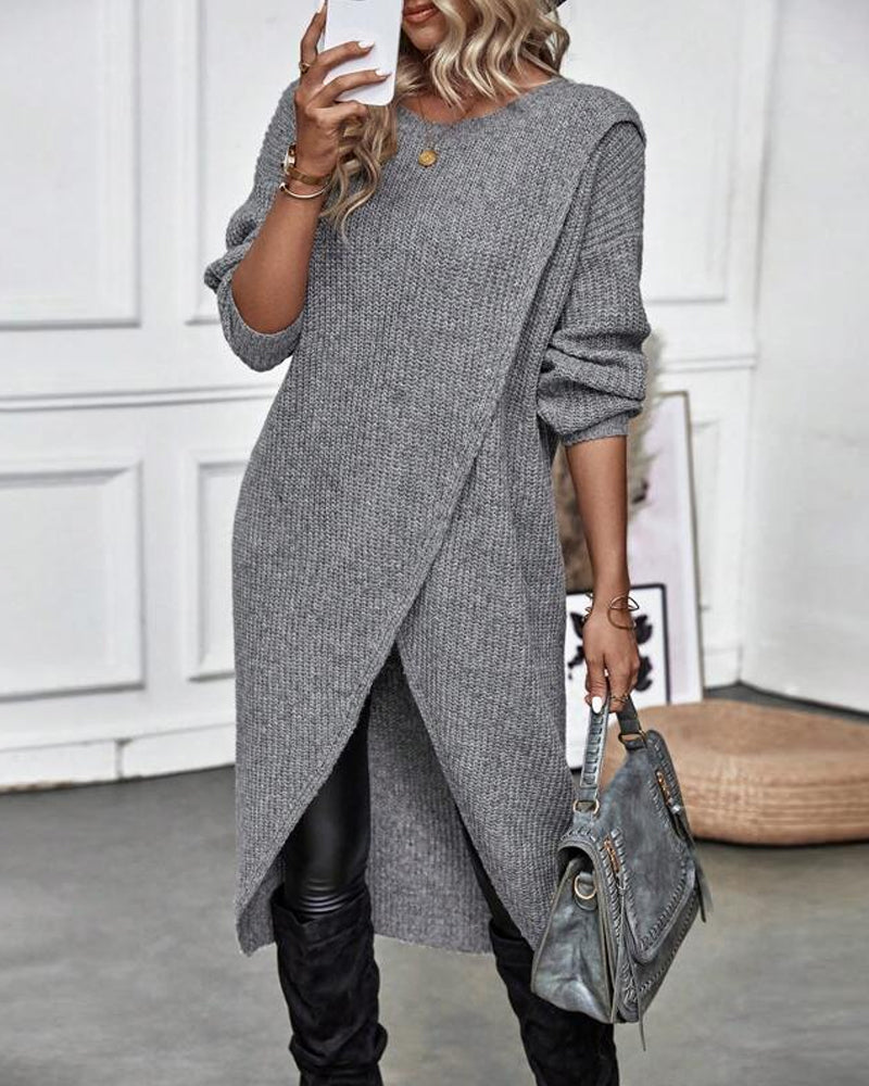 Artemis | Women's Asymmetrical Long Sleeve Tunic Sweater