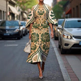 Kindra | Women's Batwing Sleeve Midi Dress Abstract Print
