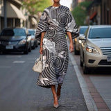 Kindra | Women's Batwing Sleeve Midi Dress Abstract Print