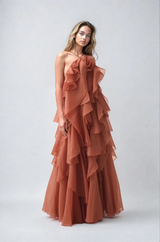 Asena | Women's Long Ruffle Halter Dress