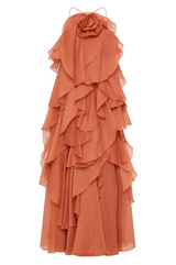 Asena | Women's Long Ruffle Halter Dress