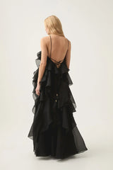 Asena | Women's Long Ruffle Halter Dress