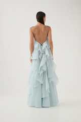 Asena | Women's Long Ruffle Halter Dress