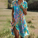 Ashwyn | Women's Floral Print Short Sleeve Midi Dress