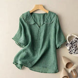 Delancey | Women's Scalloped Collar Linen Blouse