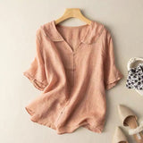 Delancey | Women's Scalloped Collar Linen Blouse