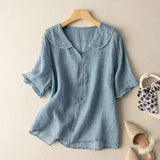 Delancey | Women's Scalloped Collar Linen Blouse