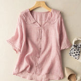 Delancey | Women's Scalloped Collar Linen Blouse