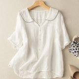 Delancey | Women's Scalloped Collar Linen Blouse