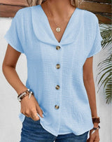 Kalinda | Women's Short Sleeve Button-Down Blouse