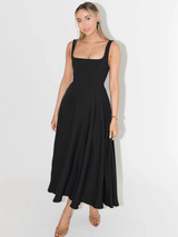 Ffion | Women's Sleeveless Square Neck A-Line Midi Dress