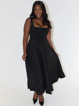 Ffion | Women's Sleeveless Square Neck A-Line Midi Dress