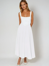 Ffion | Women's Sleeveless Square Neck A-Line Midi Dress