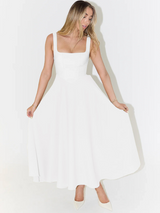 Ffion | Women's Sleeveless Square Neck A-Line Midi Dress